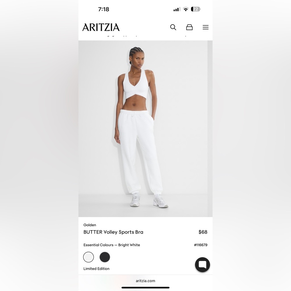 Aritzia TNA golden volley sports bra